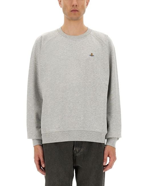 Vivienne Westwood Gray Raglan Sleeve Cotton Sweatshirt