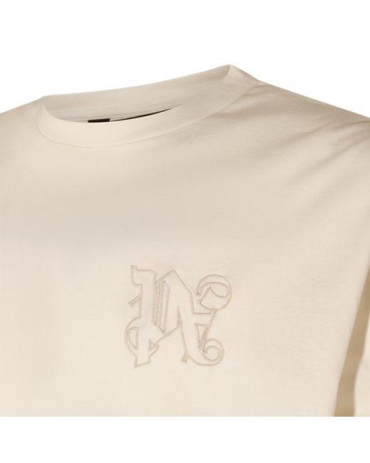 Palm Angels White Off Cotton Monogram T-Shirt for men