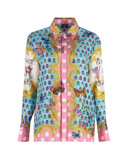 Versace Multicolor Printed Silk Shirt