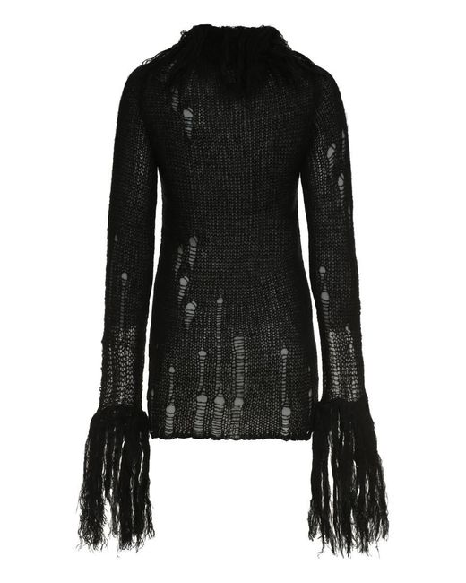 Gcds Black Openwork-knit Dress