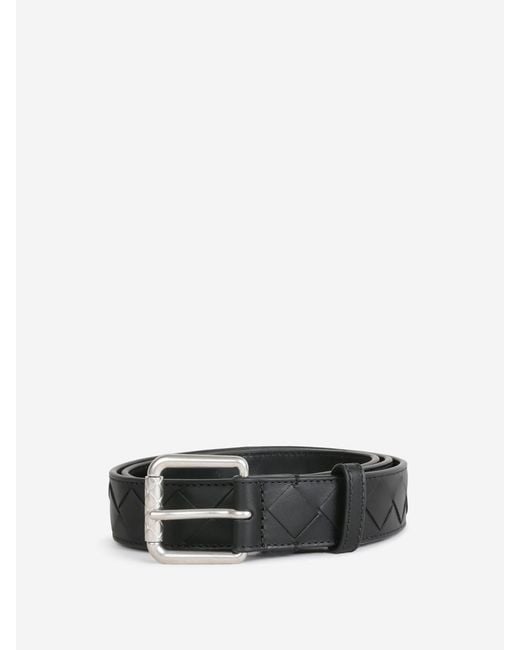 Bottega Veneta White Braided Leather Belt for men