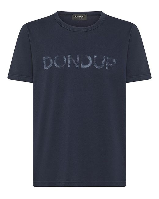Dondup Blue Cotton T-Shirt With Logo Print for men