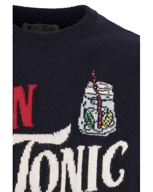 Mc2 Saint Barth Blue Gin Tonic Wool And Cashmere Blend Jumper for men