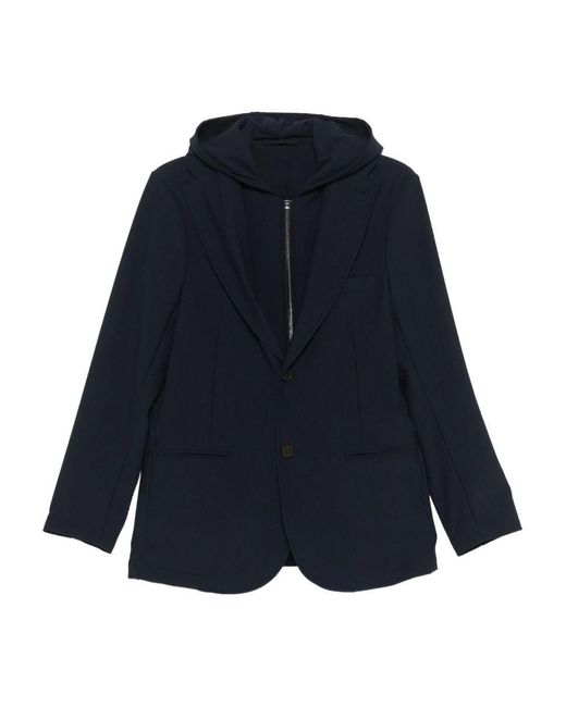Emporio Armani Exclusive Blue Nylon Single-Breasted Blazer for men