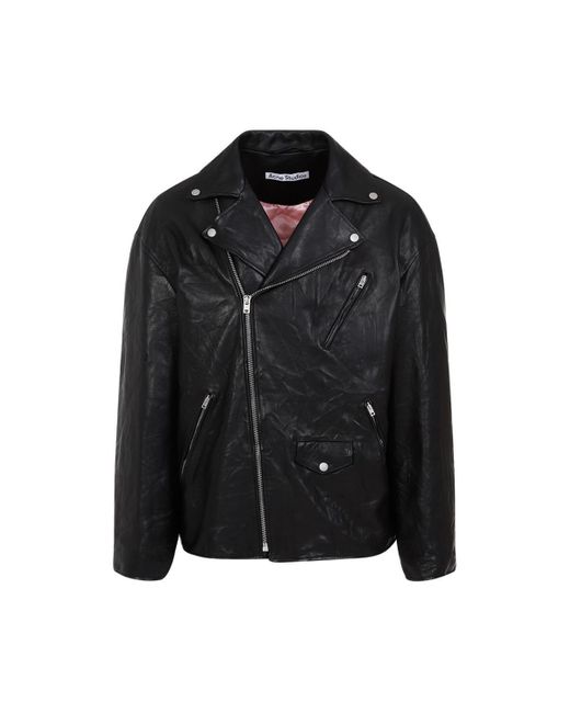 Acne Black Lamb Leather Jacket for men