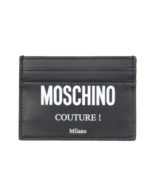 Moschino Black Card Holder With Logo for men