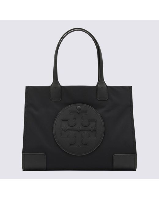 Tory Burch Black 'Ella' Small Recycled Nylon Shopping Bag
