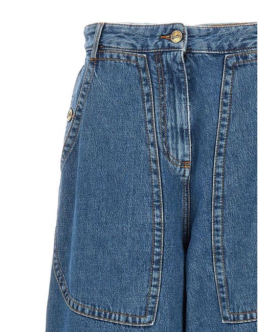 Etro Blue Cotton Cargo Jeans