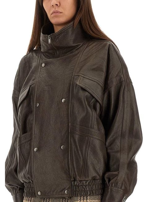 Saint Laurent Black Leather "balloon" Bomber Jacket
