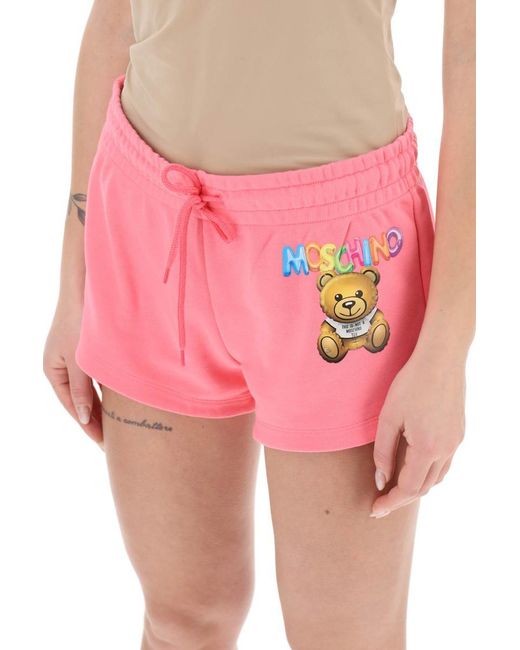 Moschino Pink Logo Printed Shorts