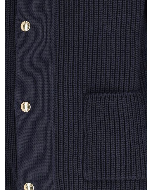 Thom Browne Blue Tricolor Detail Sweater for men