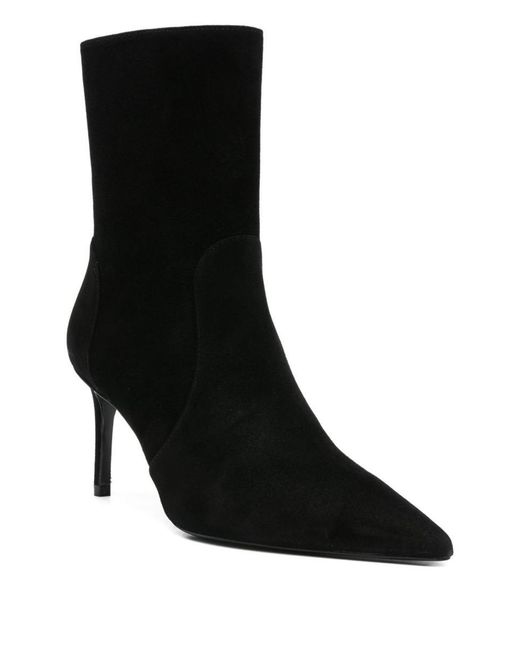 Stuart Weitzman Black Pointed-Toe Suede Boots