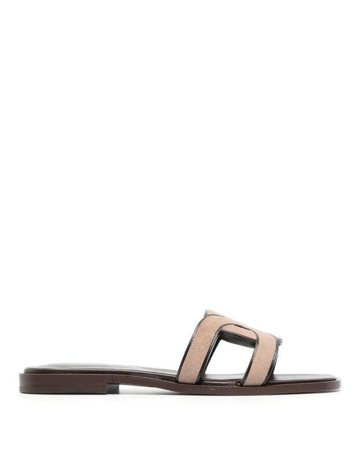Tod's White Woven Flat Sandals