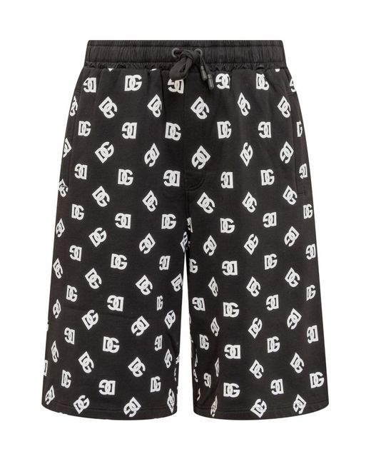 Dolce & Gabbana Black Jogging Shorts Dg Monogram for men