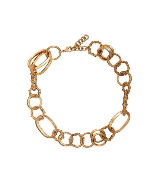 DSquared² Metallic Rings Chain Vintage Gold Necklace