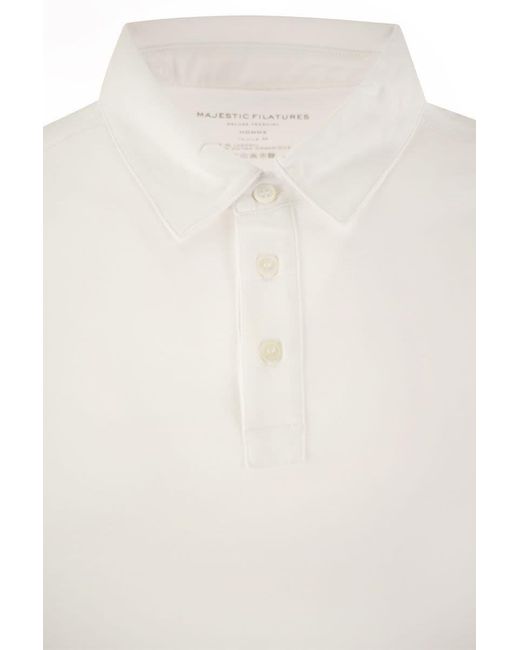 Majestic Filatures White Short-Sleeved Polo Shirt for men