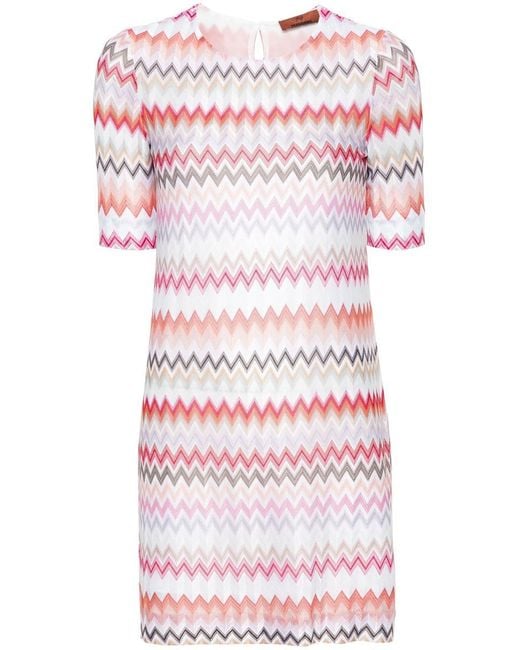 Missoni Pink Short Dress With Zigzag Pattern