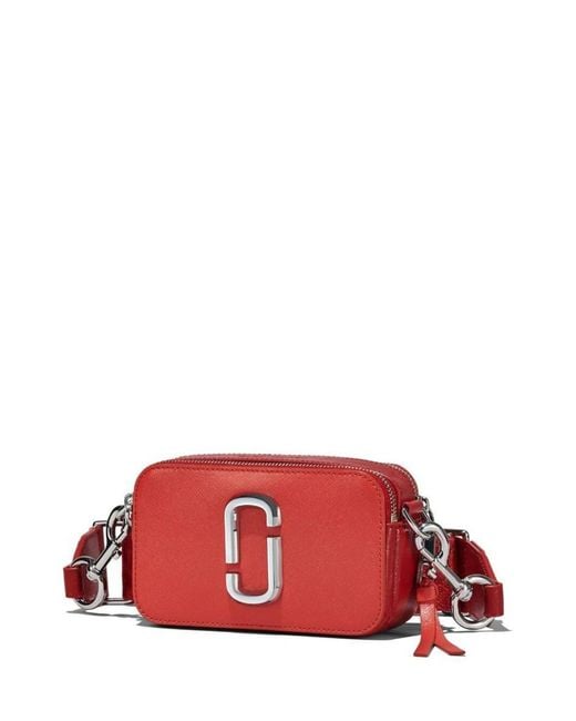 Marc Jacobs The Snapshot Leather Crossbody Bag - Black/Red