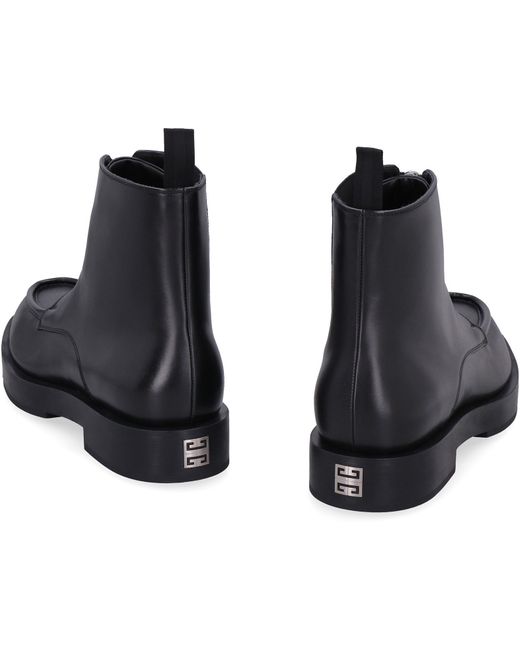 Givenchy Black Squared Leather Ankle Boots for men