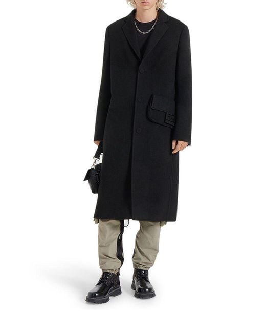 Fendi Black Single Breasted Coat for men