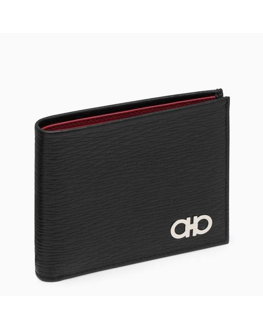 Ferragamo Black/red Gancini Bi Fold Wallet for men