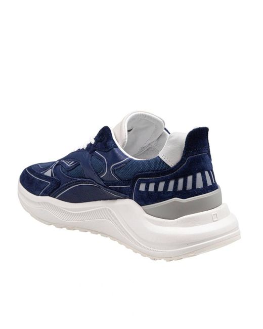 Date Blue Fabric And Suede Sneakers for men