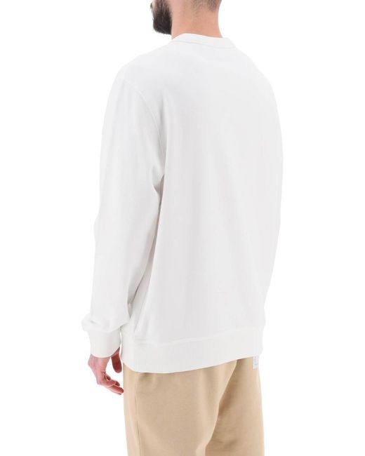 Burberry White 'rayner' Crew Neck Sweatshirt With Equestrian Knight for men