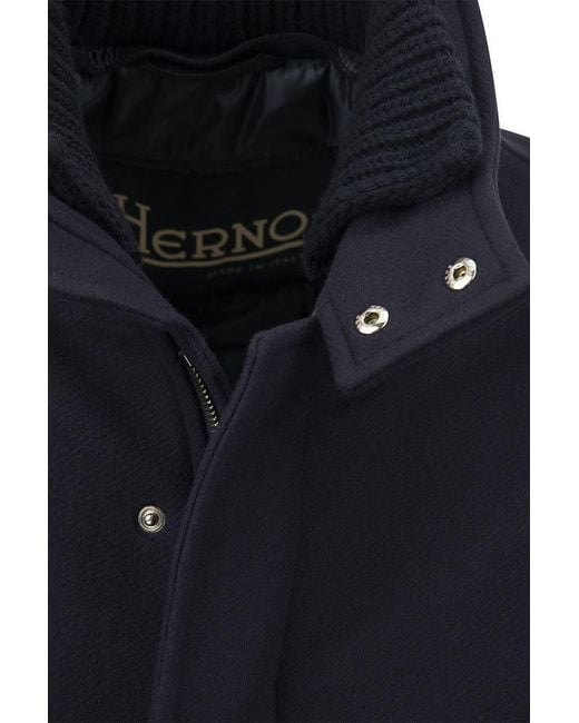 Herno Blue Wool-blend Medium Coat for men
