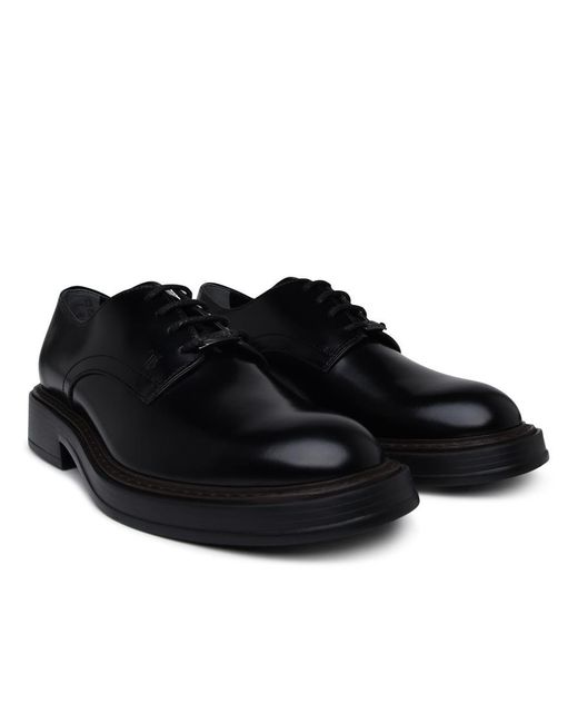 Tod's Black Leather Lace Up Shoes for men
