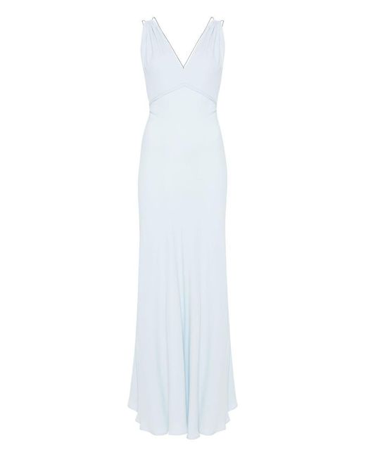 Semicouture White Light 'Marisol' Long Dress With V-Neck
