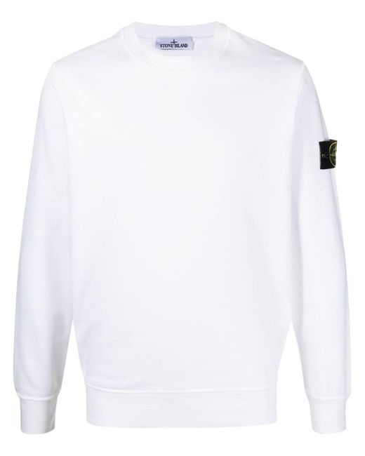 Stone Island White Crewneck Sweatshirt for men