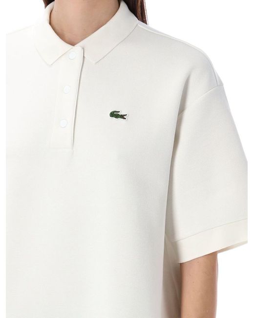 Lacoste White Oversize Piqué Polo Shirt