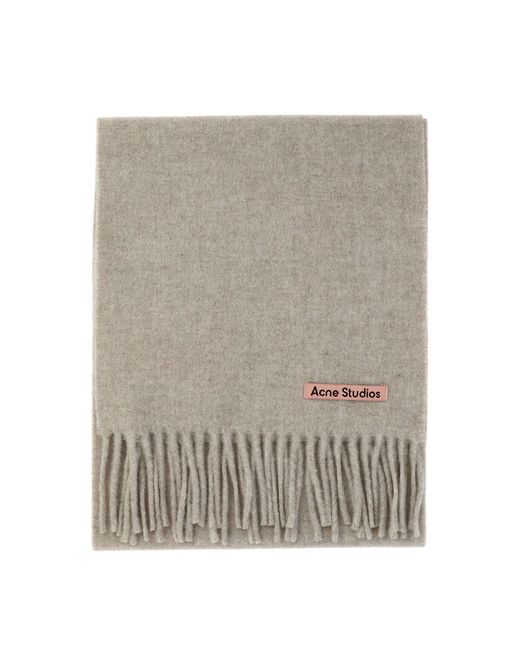 Acne Gray Fringed Scarf for men