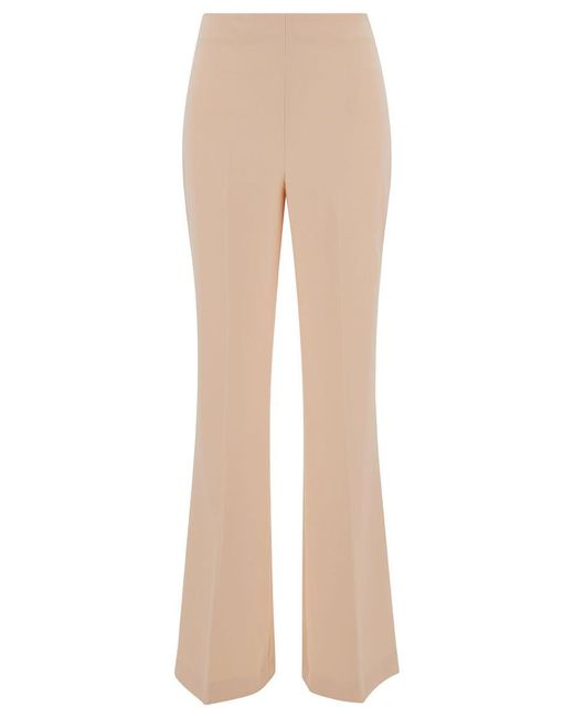Twin Set Natural Light Pink Flared Pants With Oval T Patch In Tech Fabric Woman