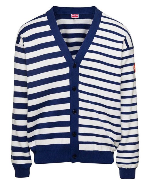 KENZO Blue And Nautical Striped Cardigan for men