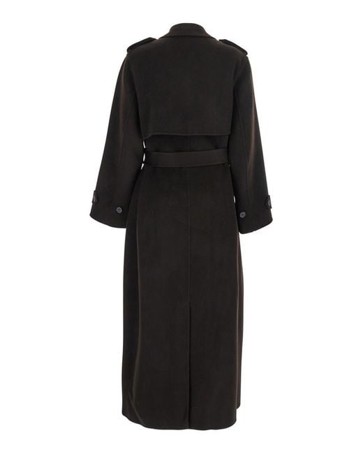 IVY & OAK Black 'Colette Ann' Double-Breasted Coat With Wide Notched Revers