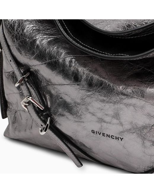 Givenchy Gray Medium Voyou Bag In Silver Laminated