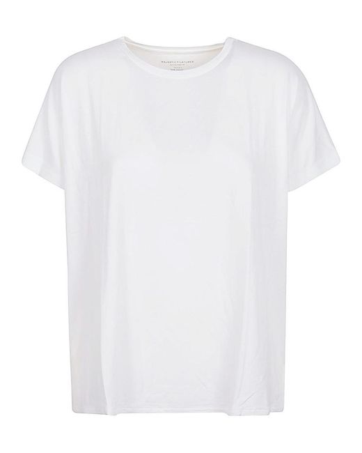 Majestic Filatures White Oversized Viscose T-Shirt