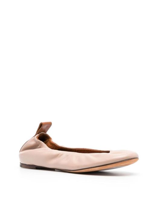 Lanvin Pink Leather Ballerina Shoes