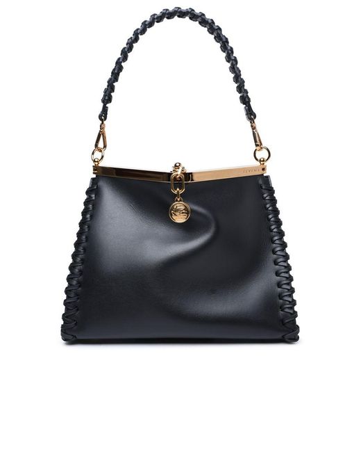 Etro Black Small 'Vela' Leather Bag