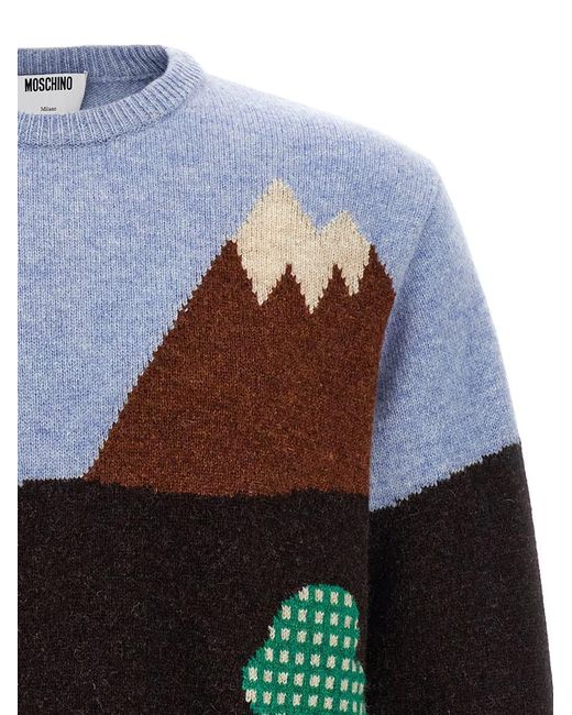 Moschino Blue Shetland Wool Sweater for men