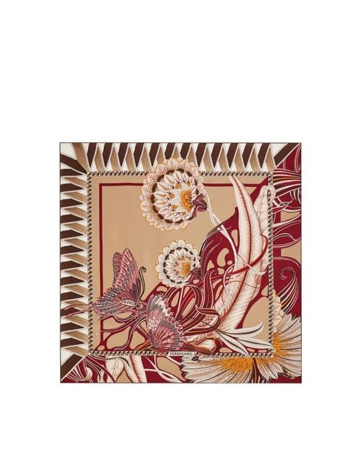 Ferragamo Pink Giada Print Silk Scarf