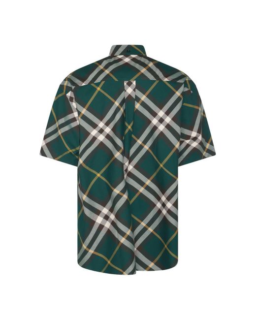 Burberry Green Cotton Shirt for men