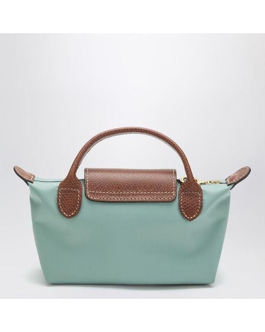 Longchamp Blue Le Pliage Original Celadon Clutch Bag