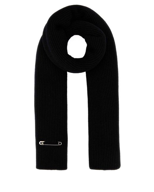 Balenciaga Black Logo-patch Wool Scarf