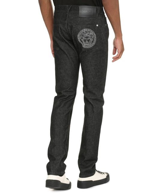 Versace Black 5-pocket Slim Fit Jeans for men