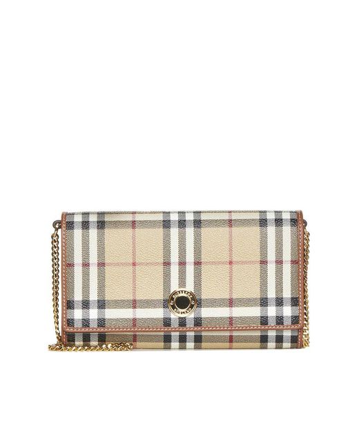 Burberry Natural Checked Crossbody Wallet