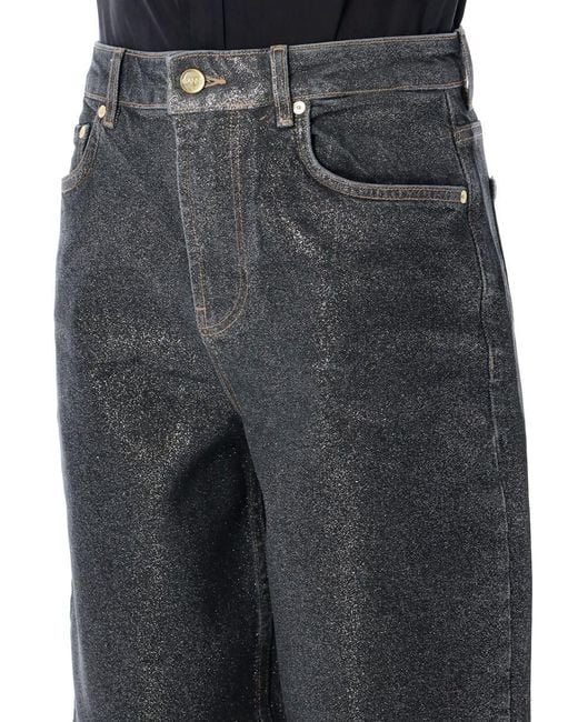 Ganni Black Shimmery Foil Stary Jeans