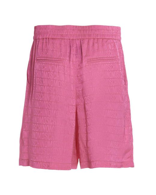 Moschino Pink Monogram Silk And Viscose Shorts for men