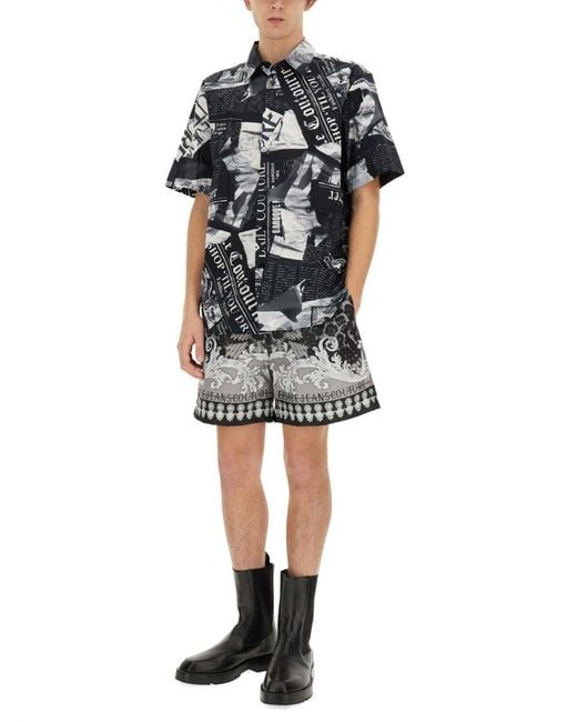 Versace Black Bermuda Shorts With Print for men